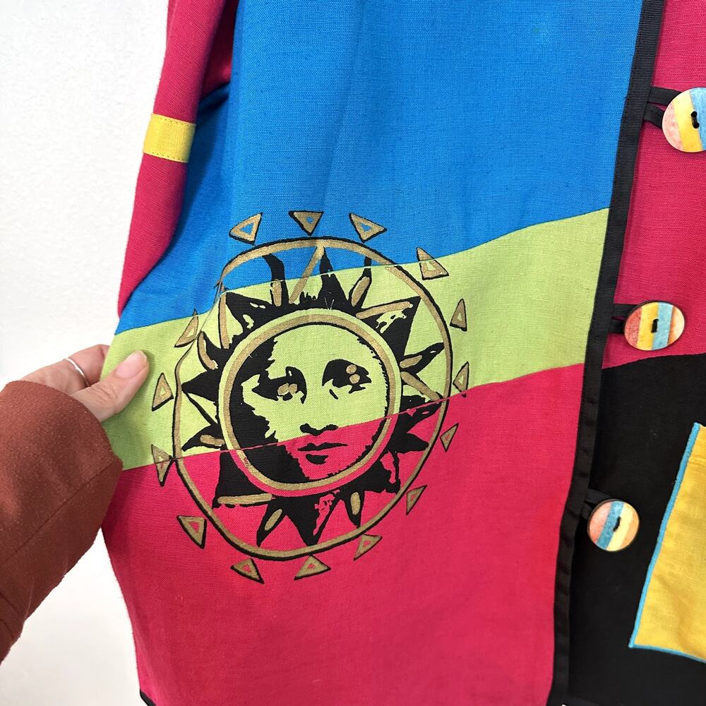 Vtg Allure Patchwork Celestial Sun Jacket Blazer … - image 3